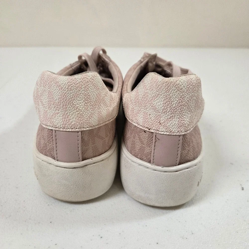Michael Kors Poppy Soft Pink Monogram Platform Sneakers Womens 6.5M LS22F‎